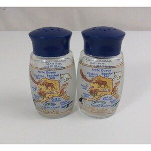 Vintage ACE Alaska State Map & Facts 3" Salt & Pepper Shakers